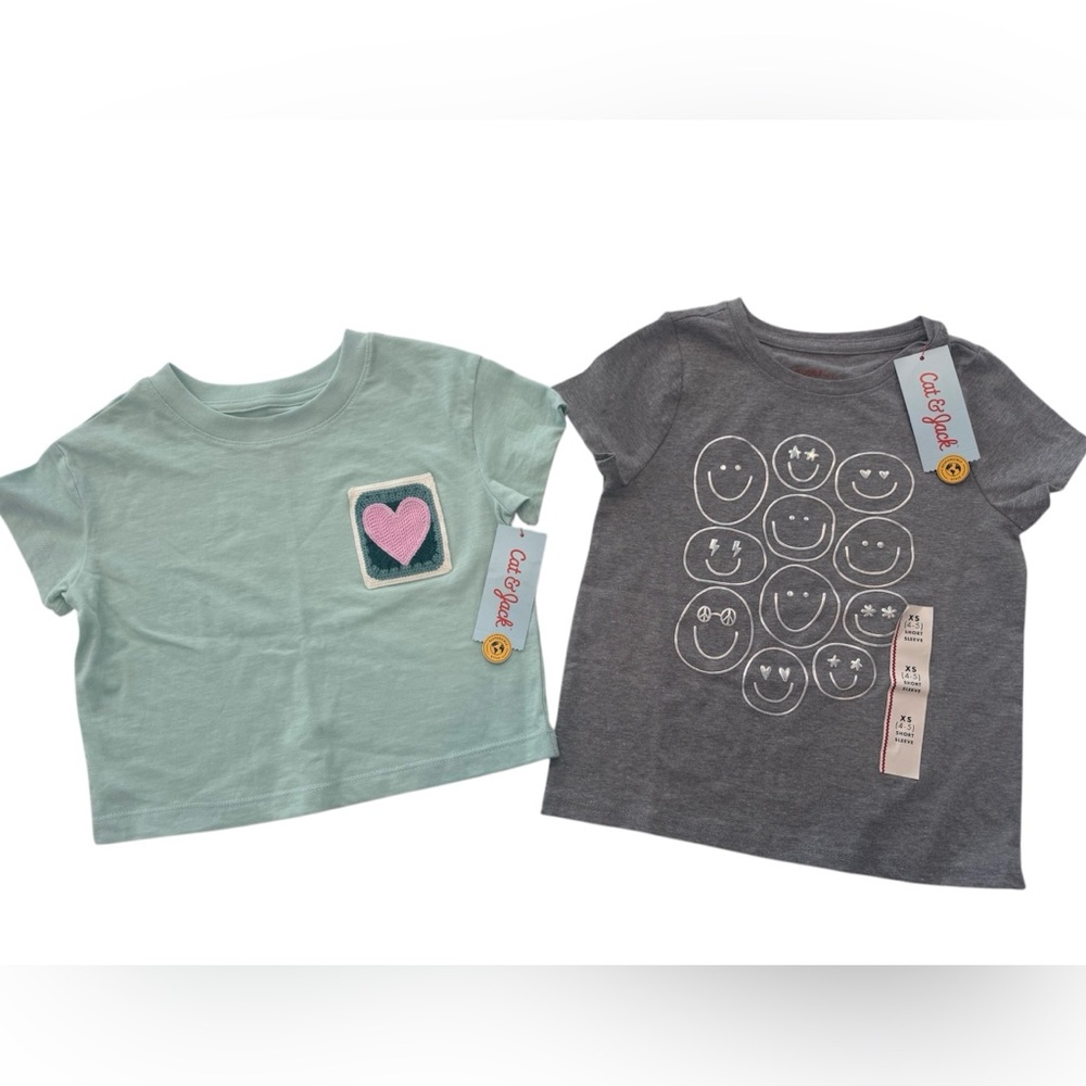 Two Cat & Jack Girl T-Shirts Size:4/5 (D7)